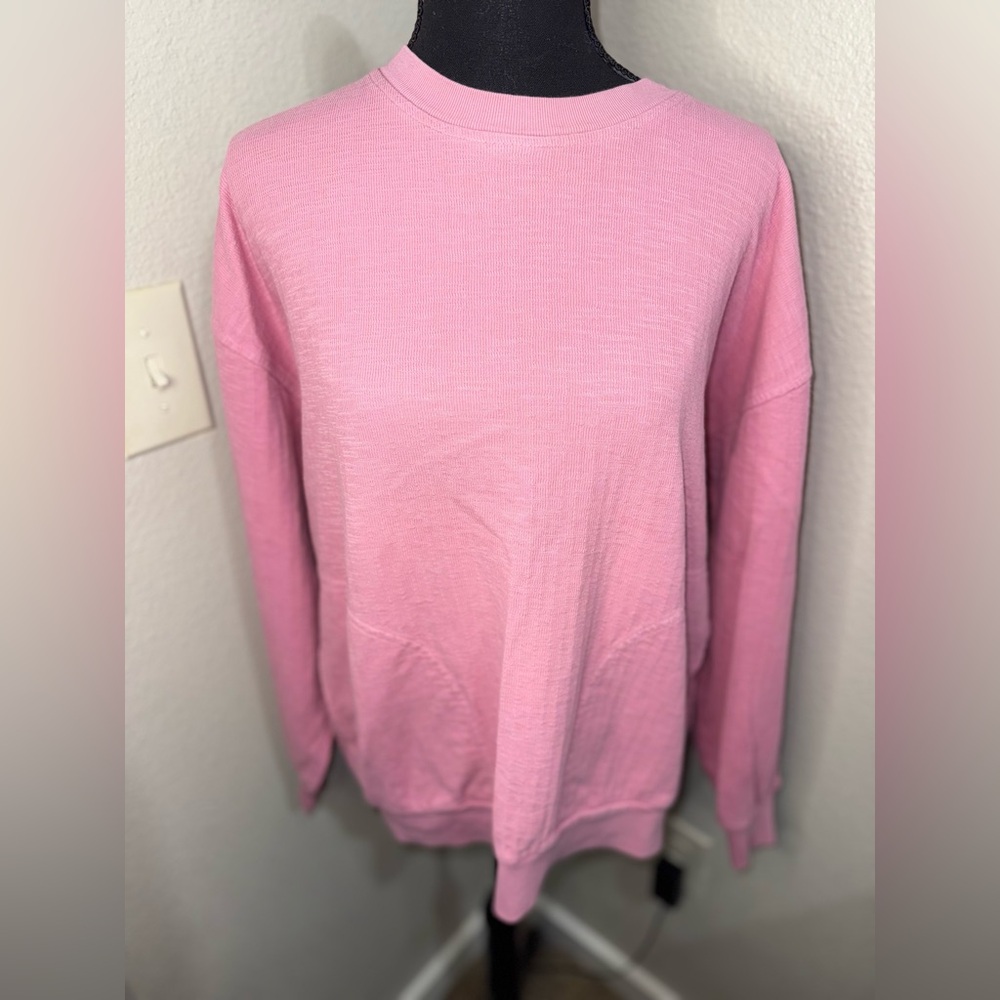 Apiece Apart Pink Waffled Crew Neck Sweater 100% Organic Cotton- S
